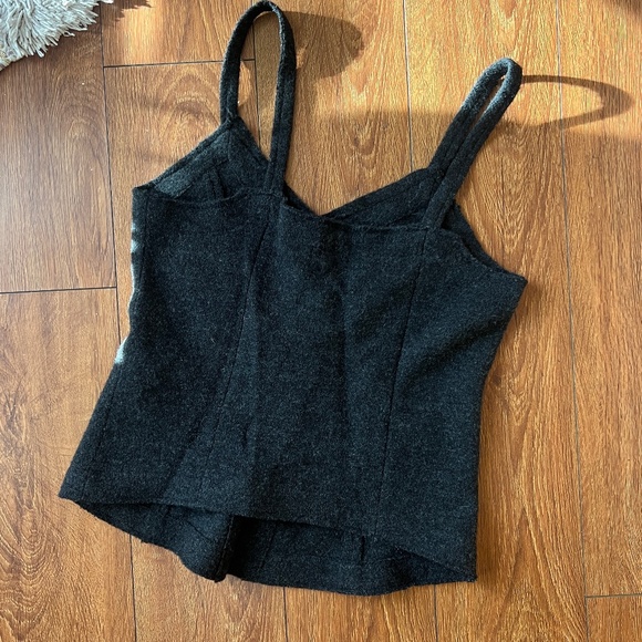 Black Wool Zipper & Button Tank Top - Picture 4 of 7